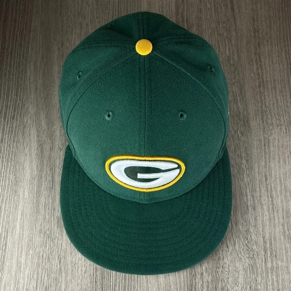 Green Bay Packers NFL New Era 59FIFTY Embroidered Logo Fitted Cap Sz 7 1/8 Green - Picture 5 of 9